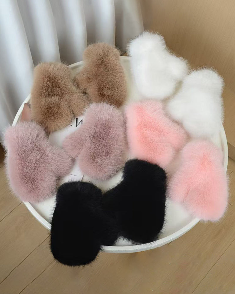 Fox Fur Plush Thickened Winter Gloves