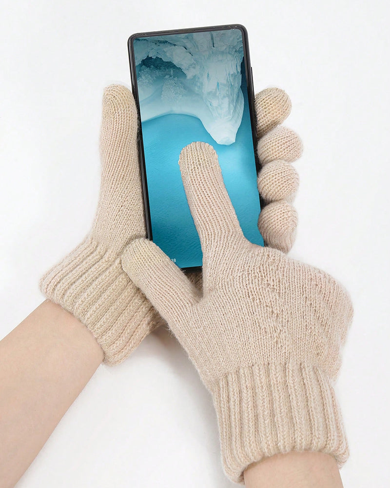 Warm Gloves Velvet Padded Arctic Velvet Winter Touch Screen Knitted Gloves