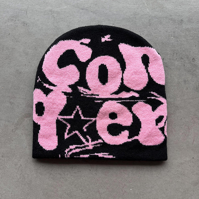 Woolen Knitted Letter Jacquard Beanie