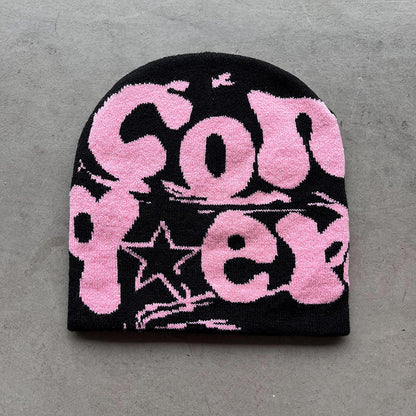 Woolen Knitted Letter Jacquard Beanie