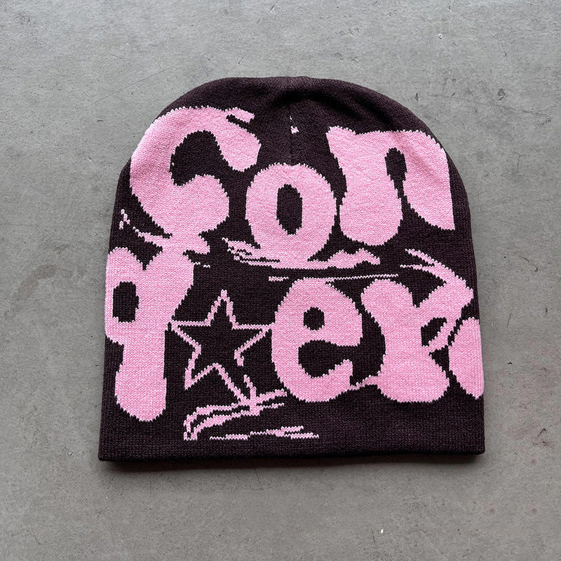 Woolen Knitted Letter Jacquard Beanie