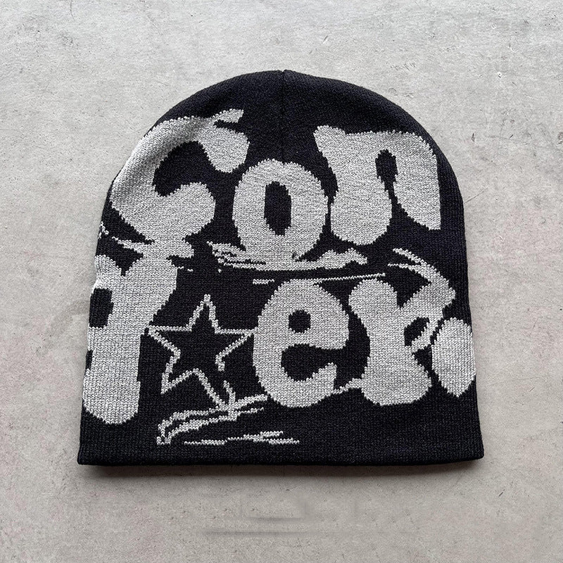 Woolen Knitted Letter Jacquard Beanie