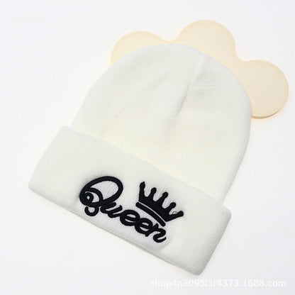 Queen Crown Embroidered Knitted Warm Hat