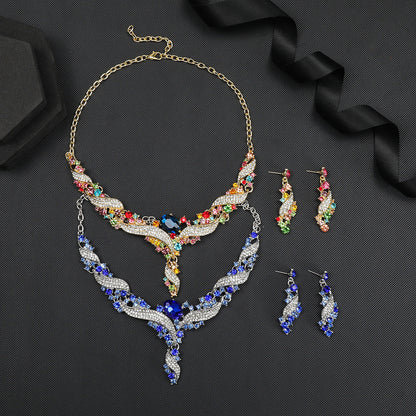 2-Piece Colorful Bead & Gemstone Choker Necklace & Earrings Set