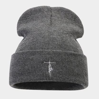 Street Hip Hop Letter Embroidered Knit Hat-Unisex