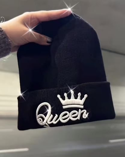 Queen Crown Embroidered Knitted Warm Hat