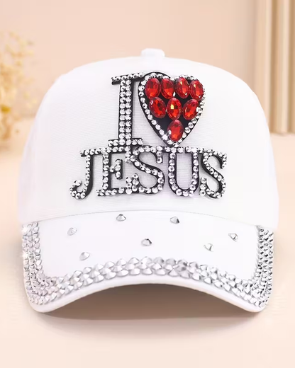 Women's Versatile Sequin I Love Jesus  Baseball Cap