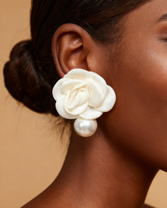 Elegant Flower Imitation Pearl Dangle Earrings