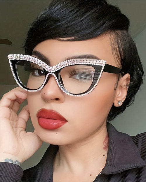 Elegant Cat-Eye Women, Adorned with Rhinestones