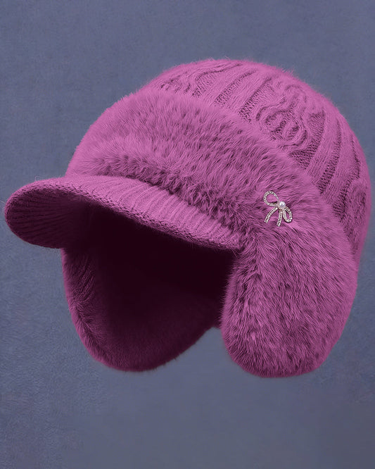 Winter Knitted Rabbit Fleece Bow Earflap Warm Hat
