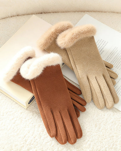 Fluffy Fleece Lined Warm Touchscreen Gloves