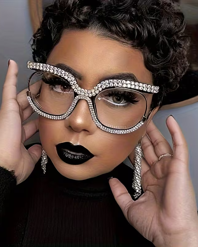 Rhinestone Glasses Fashion Women Oversized Glasses