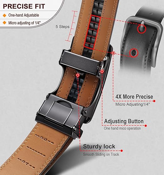 ✨️Best for Father's Day? Leather Ratchet Belt With Adjustable Buckle?