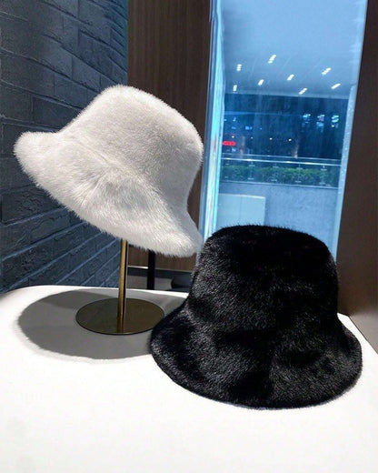Imitation Mink Hair Fashion Warm Thickened All-match Large Brim Fleece Hat