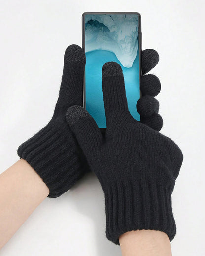 Warm Gloves Velvet Padded Arctic Velvet Winter Touch Screen Knitted Gloves