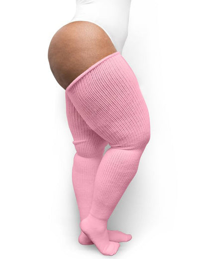 Plus Size Women's Extra Long Thigh High Solid Color Socks
