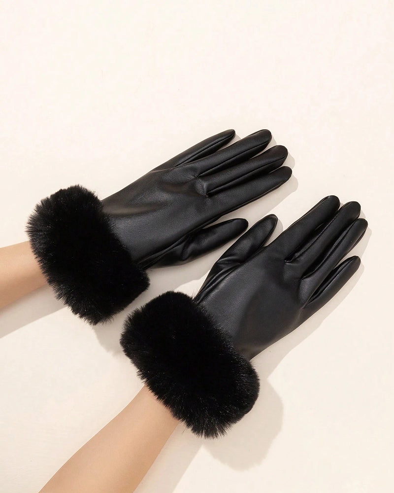 Warm Windproof Waterproof Velvet Thickened Fashion Hair Touch Screen Gloves