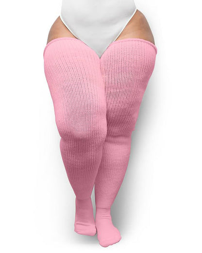 Plus Size Women's Extra Long Thigh High Solid Color Socks