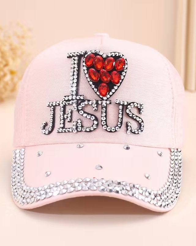 Women's Versatile Sequin I Love Jesus  Baseball Cap