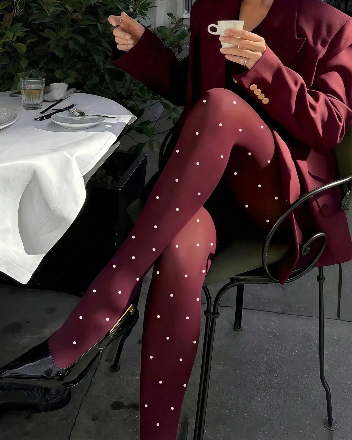 1pc Women's 100D Soft & Elegant Polka Dot Knit High Elasticity Tights