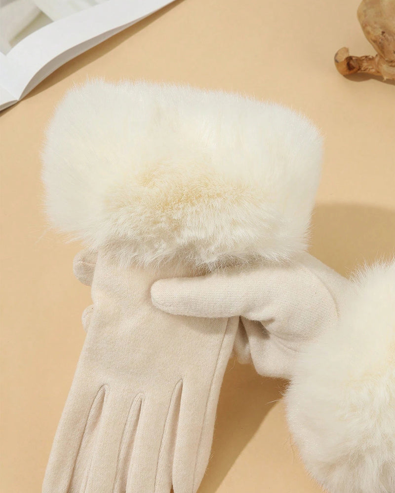 Touchscreen Velvet Imitation Rabbit Fur Gloves Velvet Warm Cold-proof Plush Gloves