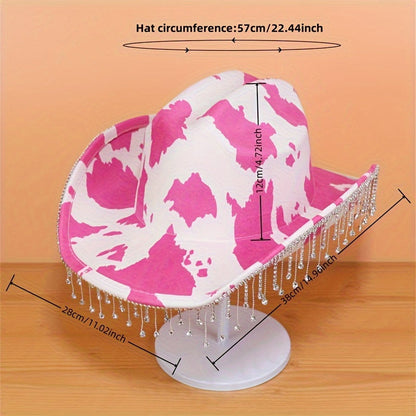 Shiny Rhinestone Cow Print Western Cowboy Hat