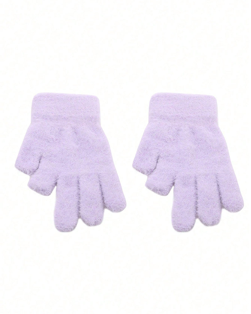 Riding Velvet Padded Five-finger Warm Imitation Mink Velvet Touch Screen Gloves