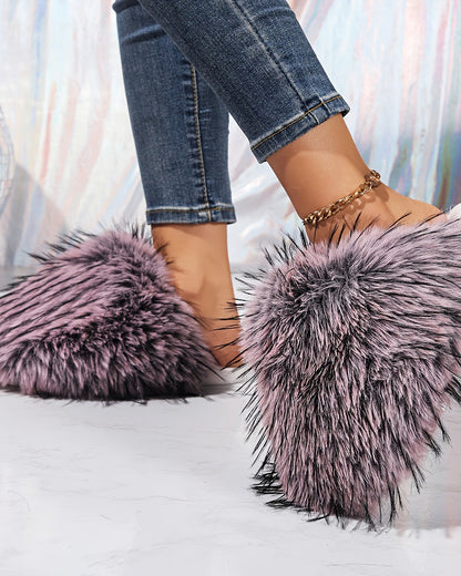 Women's Fluffy Thick-Soled Long Plush Home Slippers