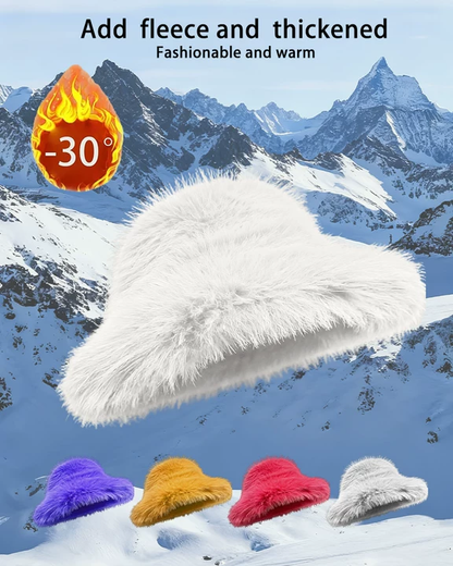 Solid Color Faux Fox Fur Pot Hat Fisherman Hat