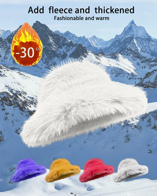 Solid Color Faux Fox Fur Pot Hat Fisherman Hat