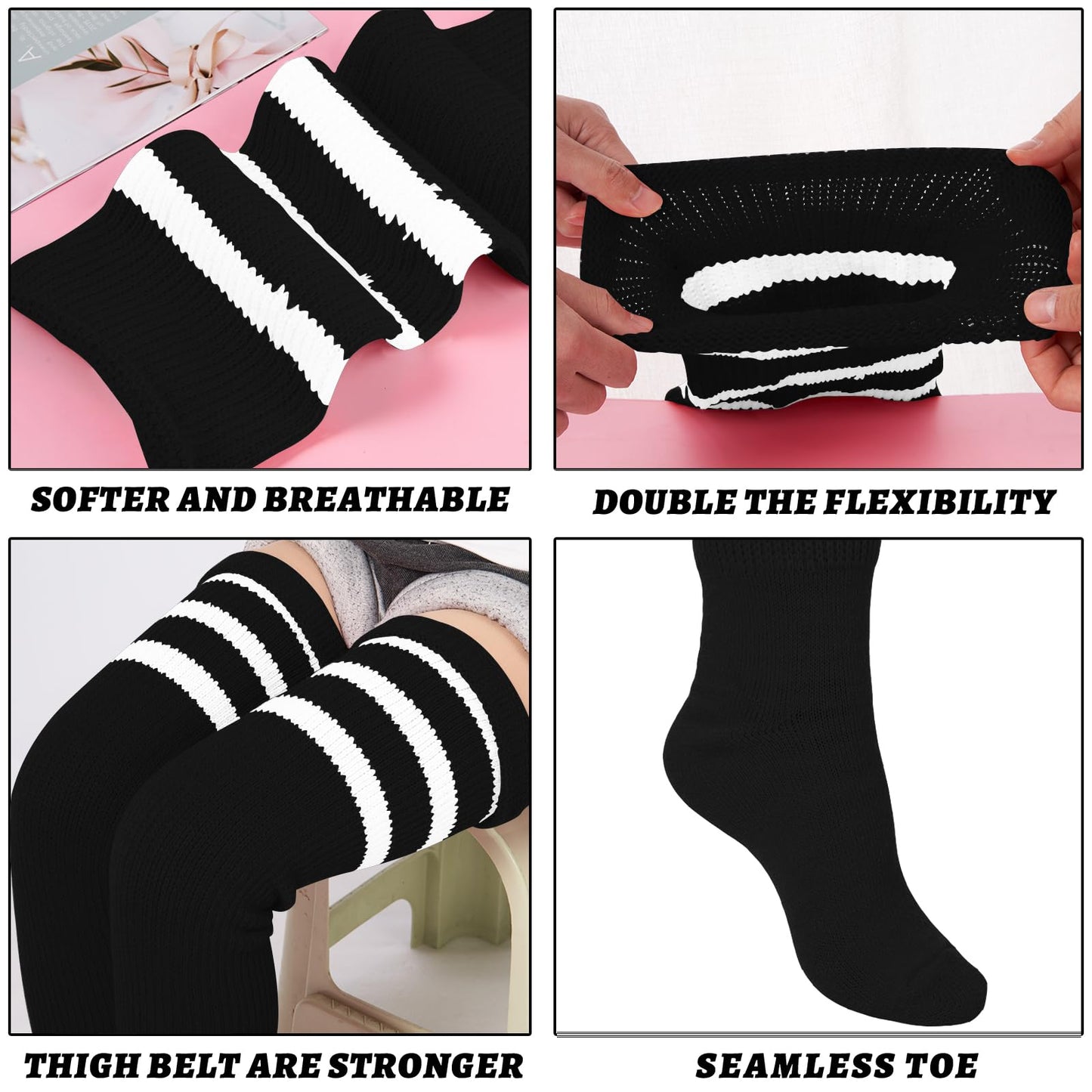 Plus Size Women's Extra Long Thigh High Stripes Socks