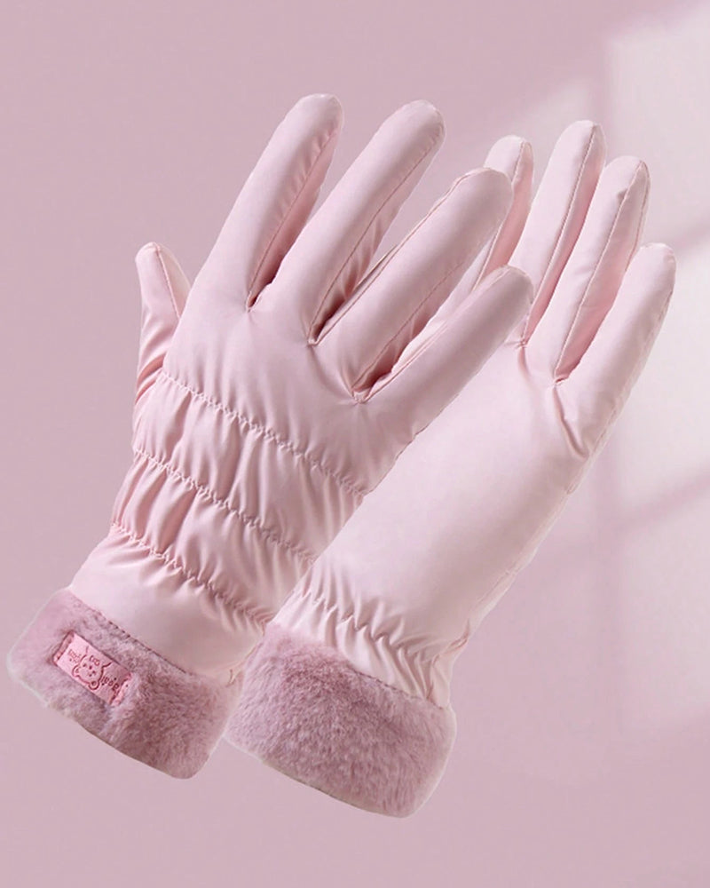 Warm Gloves Velvet Thickened Outgoing Windproof Water-repellent Ski Gloves