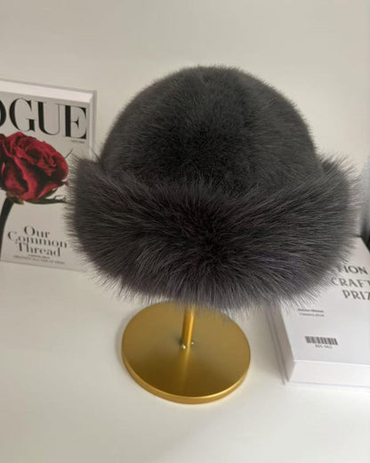 Oversized Fluffy Faux Fur Pompom Hat Warm And Luxurious For Winter