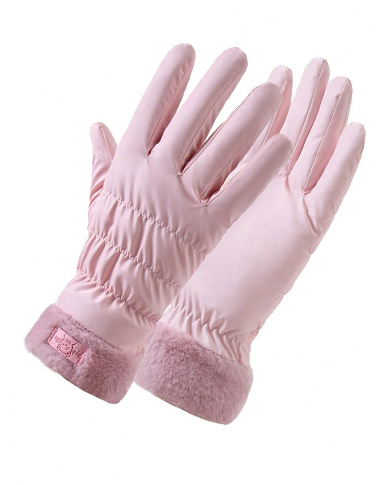 Warm Gloves Velvet Thickened Outgoing Windproof Water-repellent Ski Gloves