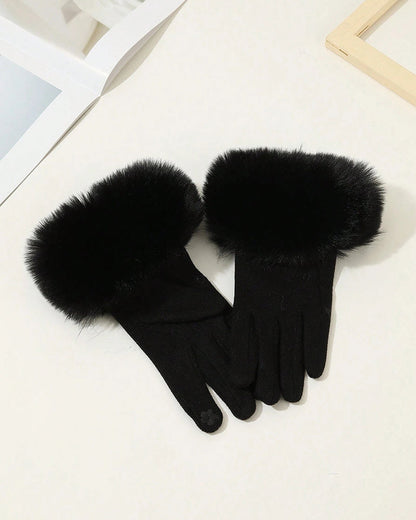 Touchscreen Velvet Imitation Rabbit Fur Gloves Velvet Warm Cold-proof Plush Gloves