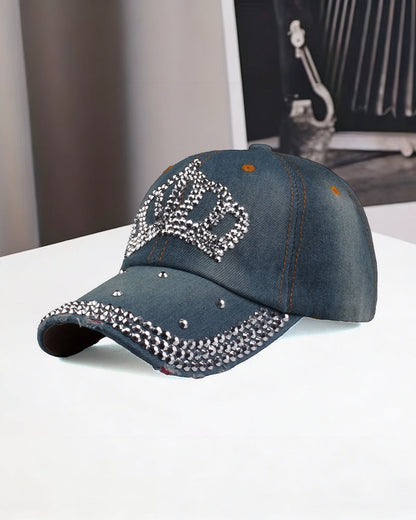 Crown Diamond Baseball Cap Cotton Denim Cap Sunshade Hat