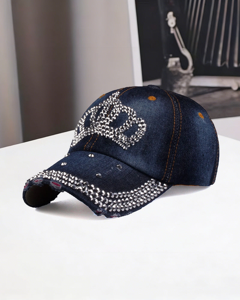 Crown Diamond Baseball Cap Cotton Denim Cap Sunshade Hat