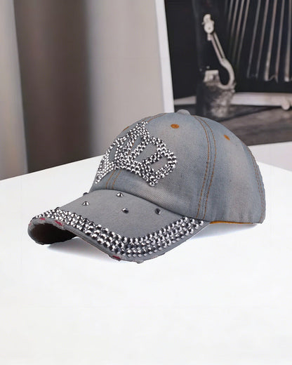 Crown Diamond Baseball Cap Cotton Denim Cap Sunshade Hat