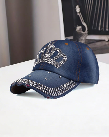 Crown Diamond Baseball Cap Cotton Denim Cap Sunshade Hat
