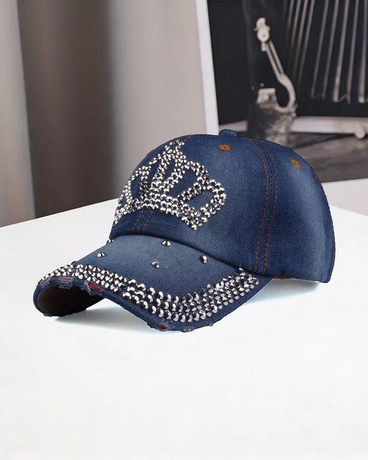 Crown Diamond Baseball Cap Cotton Denim Cap Sunshade Hat
