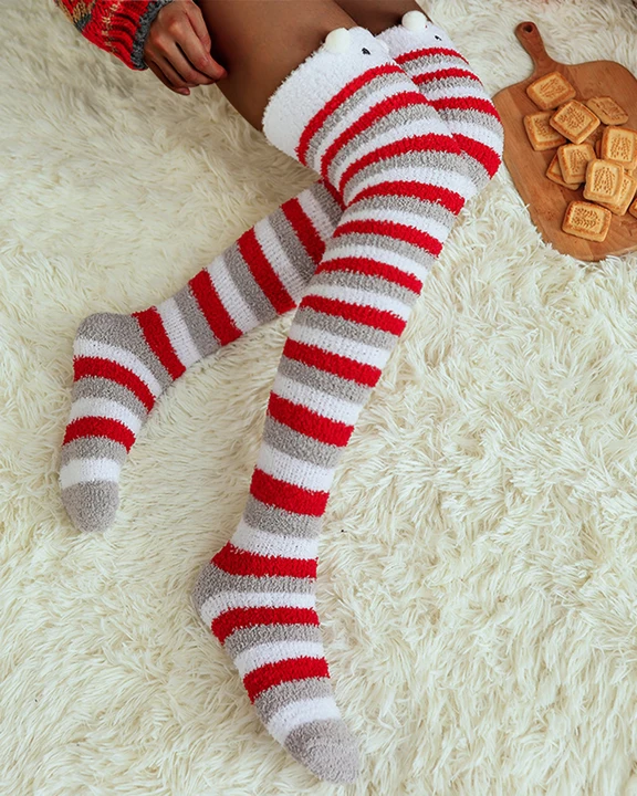 Fleece-lined and Thickened Christmas Over-the-knee Socks