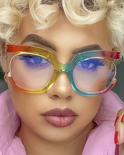 Women'S Y2K Fashion Glasses - Oversized Clear Lens Fashion Glasses with Metal Hinge