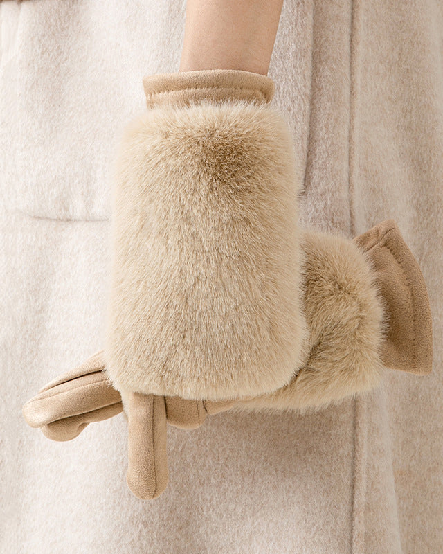 Mink Fleece & Suede Windproof Warm Touchscreen Gloves