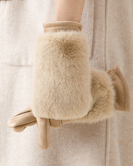 Mink Fleece & Suede Windproof Warm Touchscreen Gloves