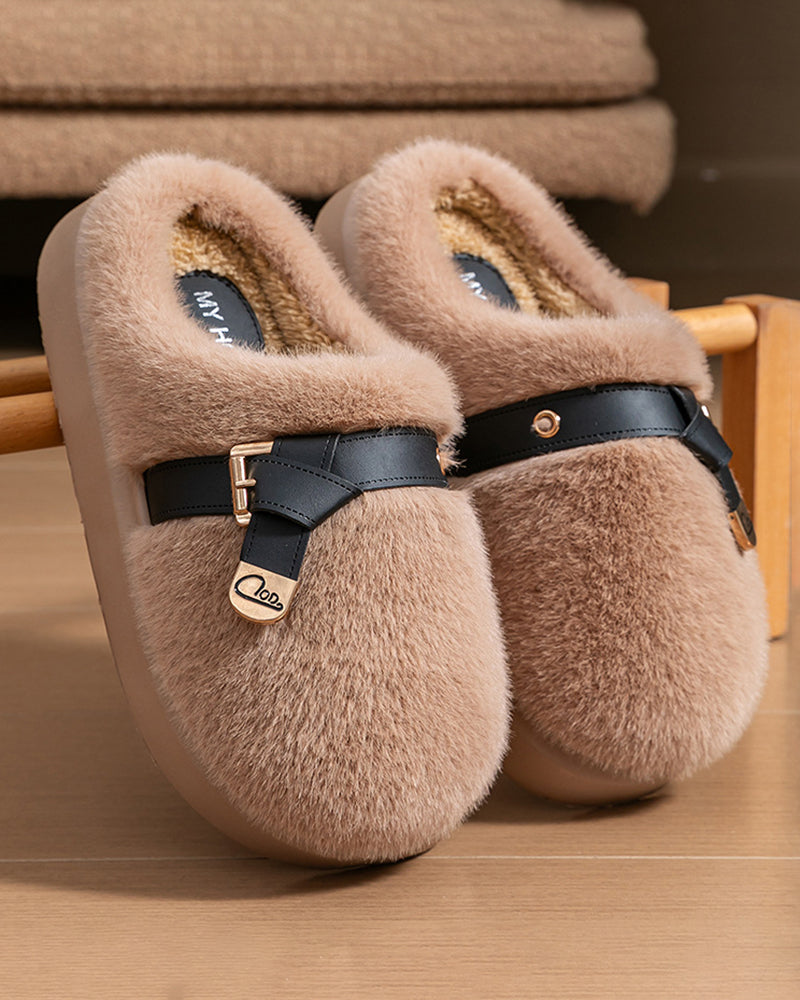 Mao Mao Slippers Fashion Cotton Slippers Thick Bottom Non-slip Warm Home Plush Cotton Slippers