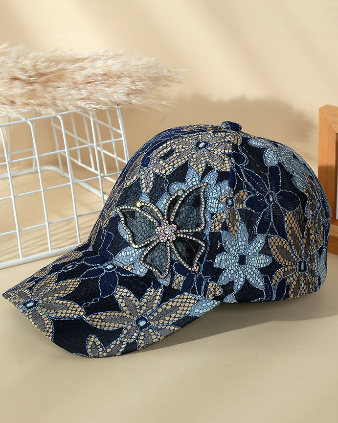 High-quality Lace Rhinestone Butterfly Baseball Cap