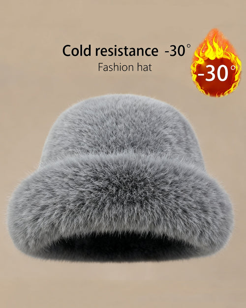 Women's Imitation Fox Fur Fisherman Hat Cold-proof Warm Ear Protection Mongolian Hat