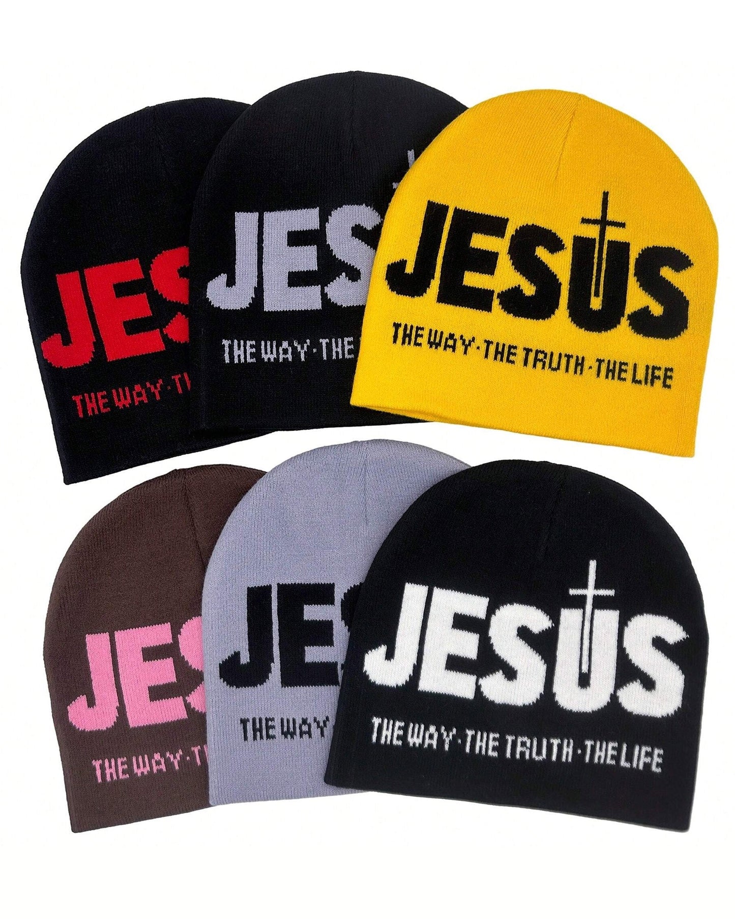 Jesus Letter Y2k Style Knit Beanie Hat For Winter