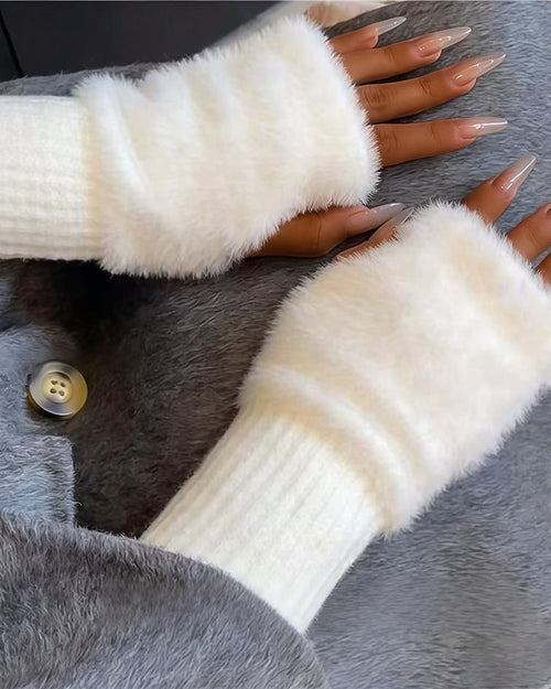 Plush Warm Fingerless Gloves