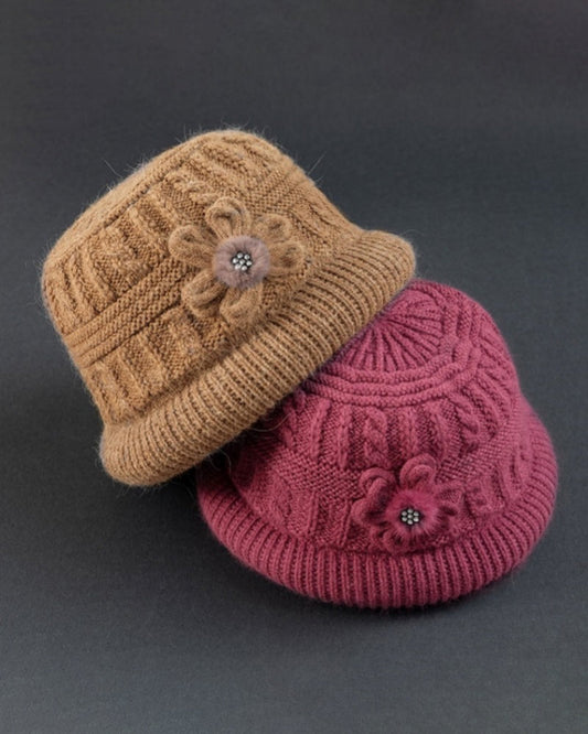 Knitted Flower Jacquard Warm Fisherman Hat